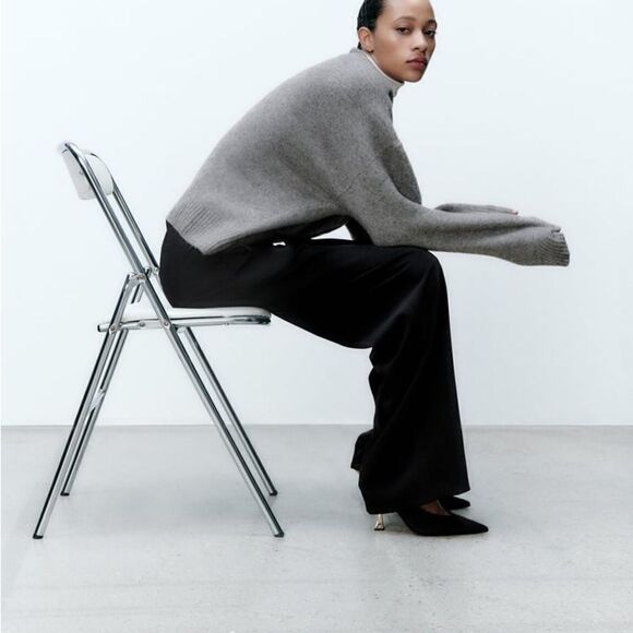 Zara Wide Leg Pants With Darts New - Picture 8 of 10